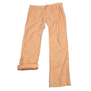 Y2K Guess Linen Utility Pants Orange Multi-way Straight Leg Beachy